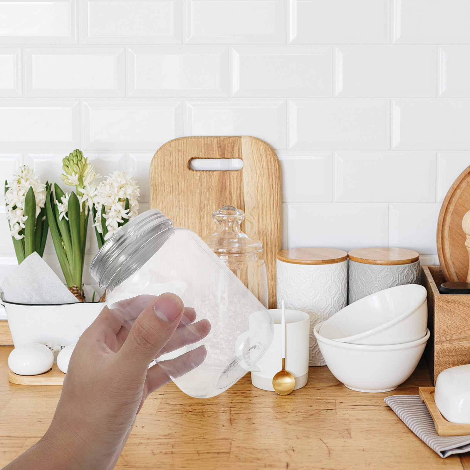 Food Storage Jars Airtight - 4 szt. Przezroczyste plastikowe słoiki z
